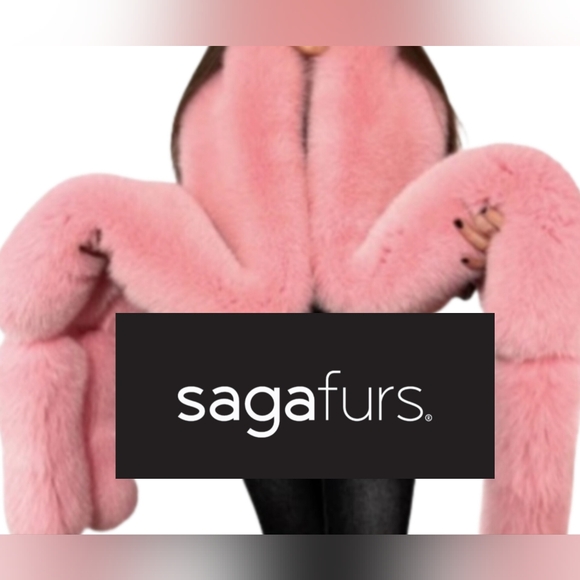 Saga Furs XL Pink Arctic Fox Fur Stole - Picture 1 of 6